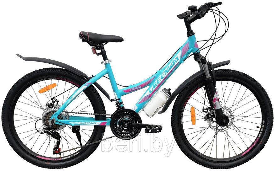 Горный подростковый велосипед Greenway 4930M 24", голубо-розовый - фото 2 - id-p177998075