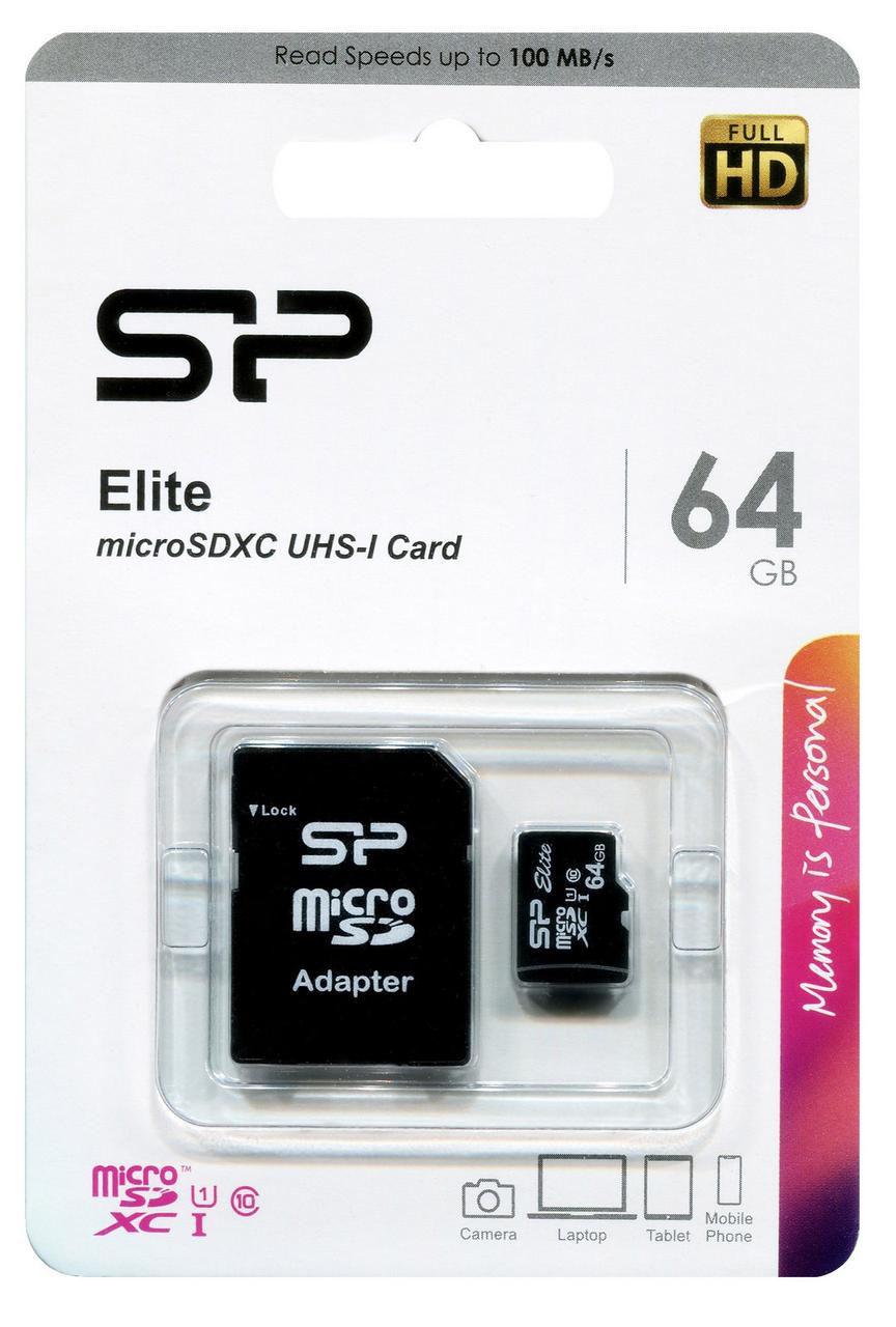 Карта памяти Silicon-Power microSDXC Elite UHS-I 64GB (SP064GBSTXBU1V10SP)
