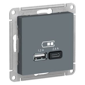 ATN000739 Atlasdesign USB розетка A+С, 5В/2,4А, 2х5В/1,2А, механизм, грифель, фото 2