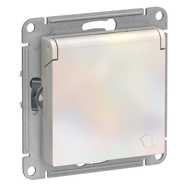 ATN000446 Atlasdesign розетка с заземл. со шторками с крышкой, 16А, IP20, механизм, жемчуг