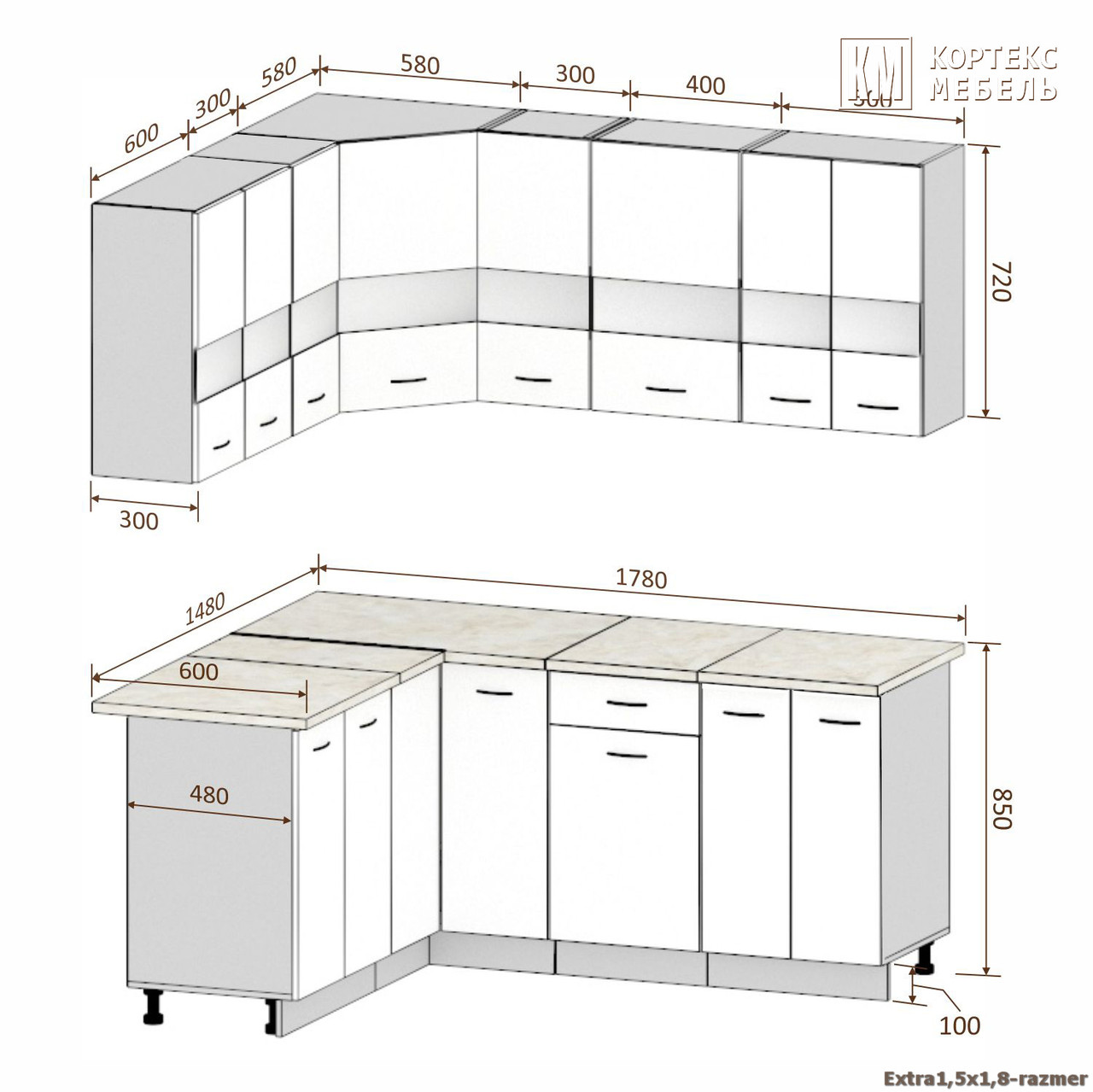 Кухня Корнелия Экстра 1,5х1,8м угловая - фото 3 - id-p109338904