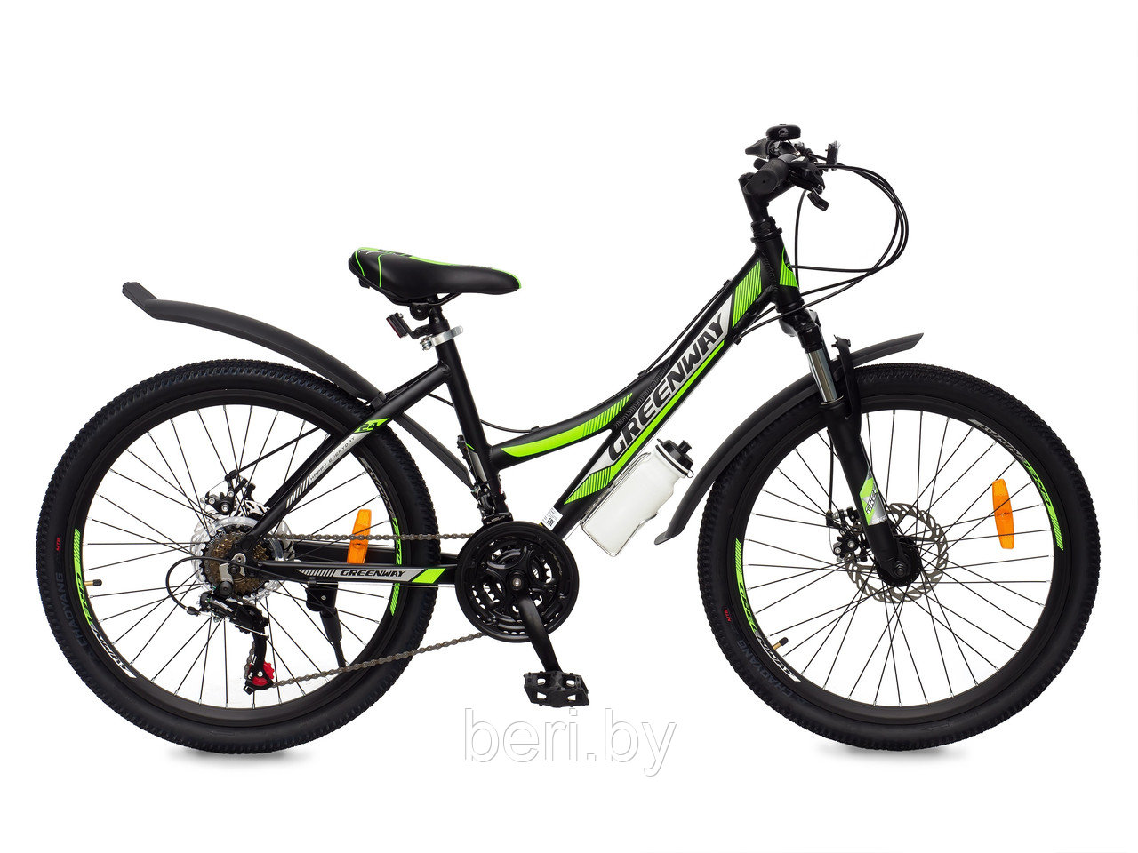 Горный подростковый велосипед Greenway 6930M 26", черно-зеленый - фото 1 - id-p178008977
