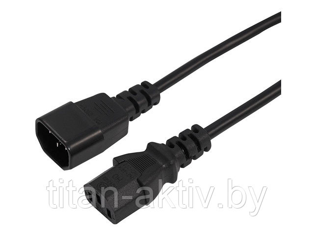 Шнур сетевой евро-разъём C13 - евро-разъём C14, кабель 3x0,75 мм кв., длина 1,5 метра (PE пакет) REX - фото 1 - id-p177810327