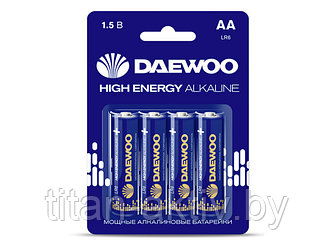 Батарейка AA LR6 1,5V alkaline BL-4шт DAEWOO HIGH ENERGY