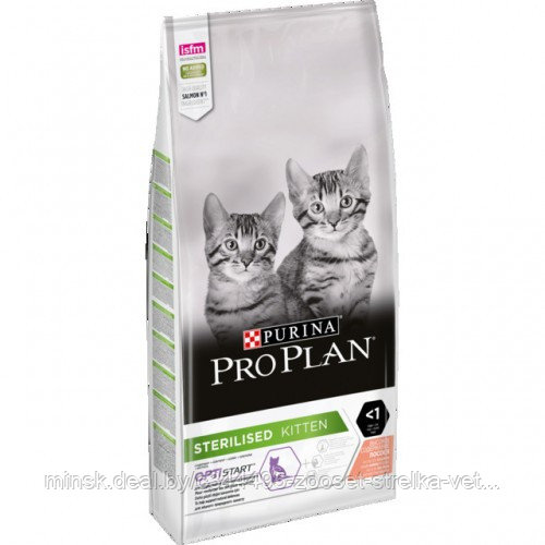 Pro Plan 10кг Сух корм д/стерил котят лосось