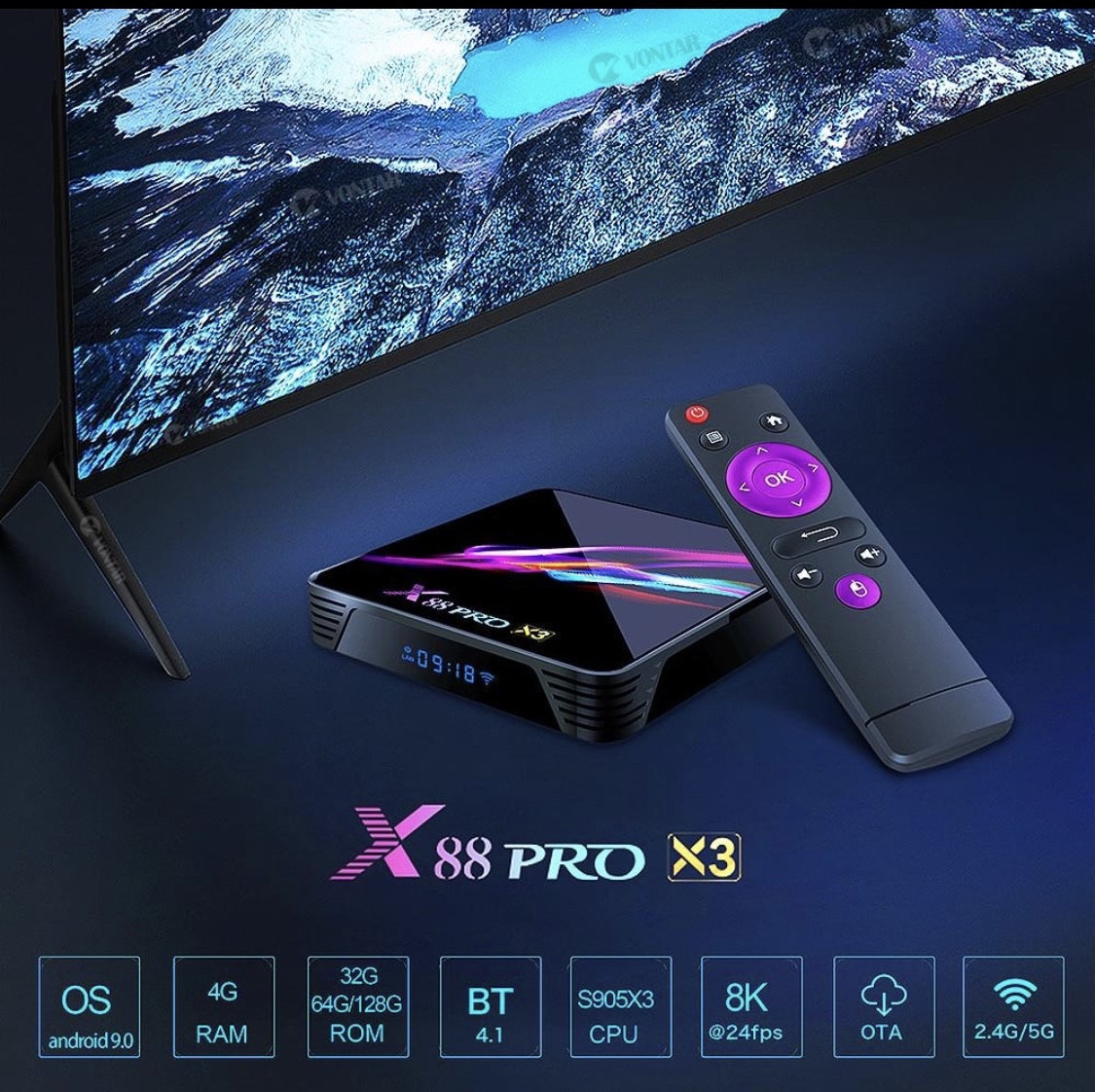 Смарт ТВ приставка X88 Pro X3 4/128Гб Android Tv Box - фото 3 - id-p169357148
