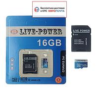 Карта памяти Live-Power microSDHC Class 10 UHS-I 80MB/s 16Гб + SD адаптер
