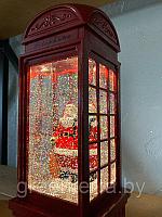 Рождественский фонарик "телефонная будка с сантой"