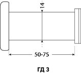 Глазок дверной АЛЛЮР ГД-3 БШт 50-75мм d=14мм хром (600,12), фото 2