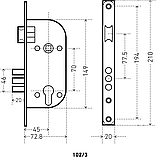 Замок врезной с/руч АЛЛЮР 102/3 AС ст.медь 4кл.(12), фото 3