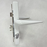 Комплект замка (фурнитуры) с сердцевиной ключ-барашек для калитки цвет-белый, фото 4