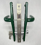 Комплект замка (фурнитуры) с сердцевиной ключ-барашек для калитки цвет-зеленый, фото 3
