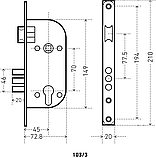 Замок врезной с/руч АЛЛЮР 103/3 AB ст.бронза 4кл. (12), фото 2