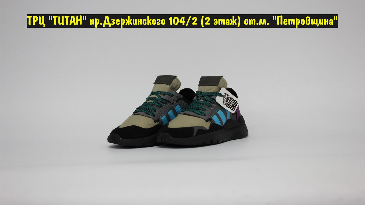 Кроссовки Adidas Nite Jogger Black Beige Blue - фото 4 - id-p178040441