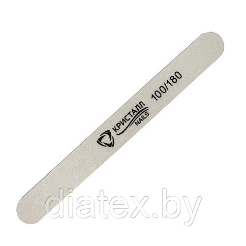 Кристалл Nails, Пилка овал на деревянной основе, серая, 100/180 грит