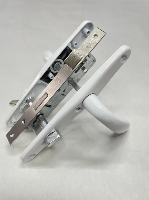 Комплект замка в калитку (полный комплект) - ручки 36/85, сердцевина ключ-ключ цвет-белый - фото 3 - id-p178044966