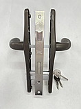 Комплект замка в калитку (полный комплект) - ручки 36/85, сердцевина ключ-ключ цвет-серо-коричневый, фото 2