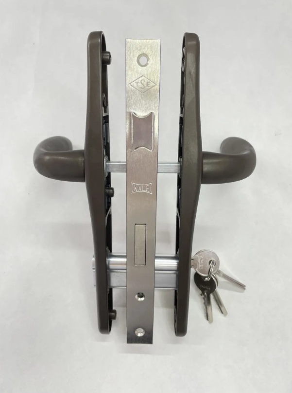 Комплект замка в калитку (полный комплект) - ручки 36/85, сердцевина ключ-ключ цвет-серо-коричневый - фото 2 - id-p178044971