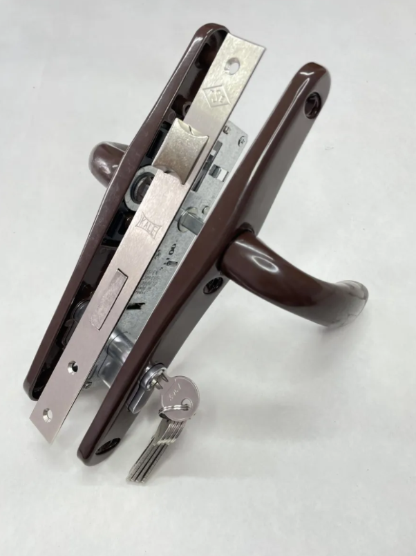 Комплект замка в калитку (полный комплект) - ручки 36/85, сердцевина ключ-ключ цвет-коричневый - фото 2 - id-p178044977