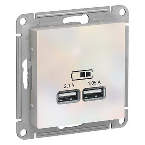 ATN000433 Atlasdesign USB розетка, 5В, 1 порт x 2,1 А, 2 порта х 1,05 А, механизм, жемчуг, фото 2