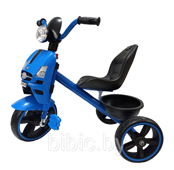 Детский трехколесный велосипед Trike с фарой Свет Звук Корзинка синий, оранжевый, красный - фото 1 - id-p178045818