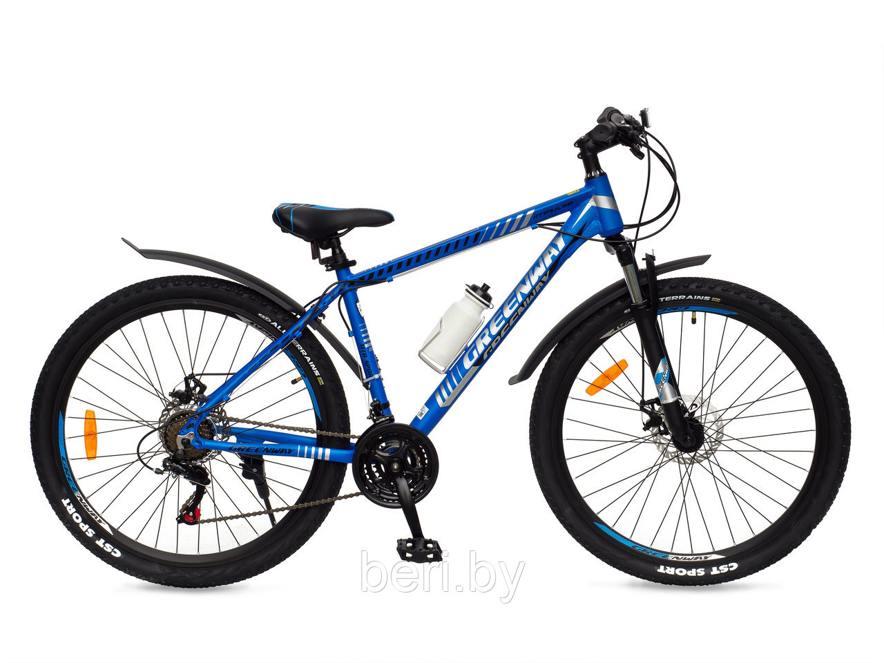 Горный подростковый велосипед Greenway IMPULSE 27,5'' сине-серый 15,5 рама - фото 1 - id-p178040719