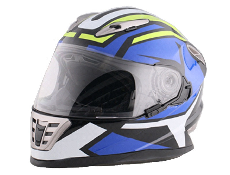 Мотошлем RACER JK802, синий/желтый Размер XL