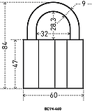 Замок навесной АЛЛЮР ВС1Ч-460 d9мм полимер 5 кл. (48,6!!!), фото 2