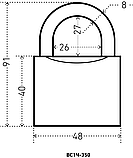 Замок навесной АЛЛЮР HG-350 C (ВС1Ч-350) d8мм полимер (72,6!!!), фото 2