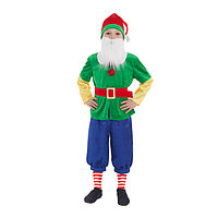 Карнавальный костюм "Гном зелёный", колпак, жакет, бриджи, борода, пояс, р. 32, рост 122-128 см, фото 1