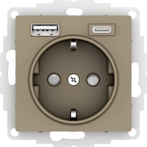 ATN000532 Atlasdesign розетка 16А c 2 USB A+C, 5В/2,4А/3,0А, 2х5В/1,5А, механизм, шампань, фото 2