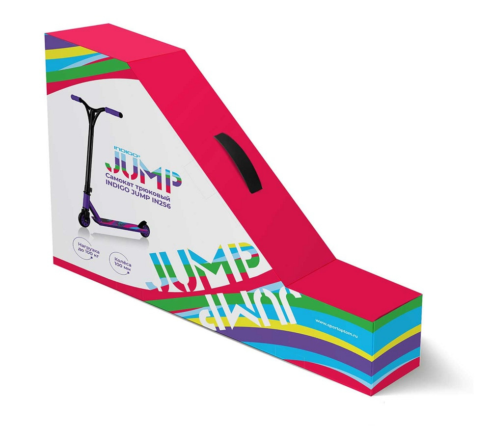 Самокат трюковый INDIGO JUMP IN256-PU-BK (фиолетовый-черный) 100мм - фото 4 - id-p178099898