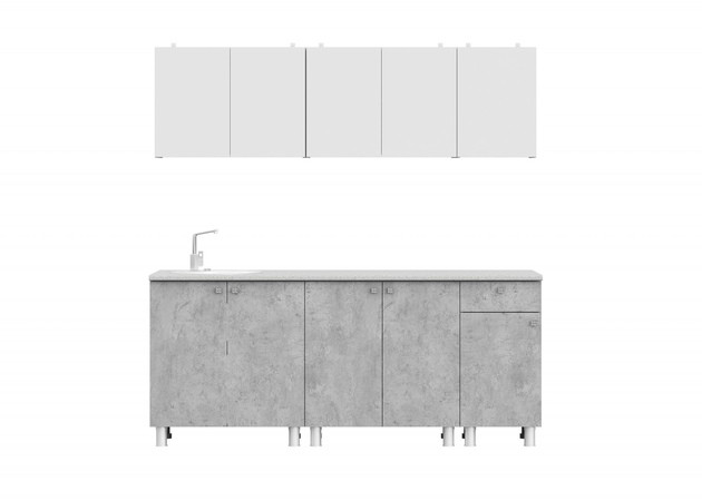Кухня КГ-1 2.0 м (белый/бетон) - фото 1 - id-p178105067