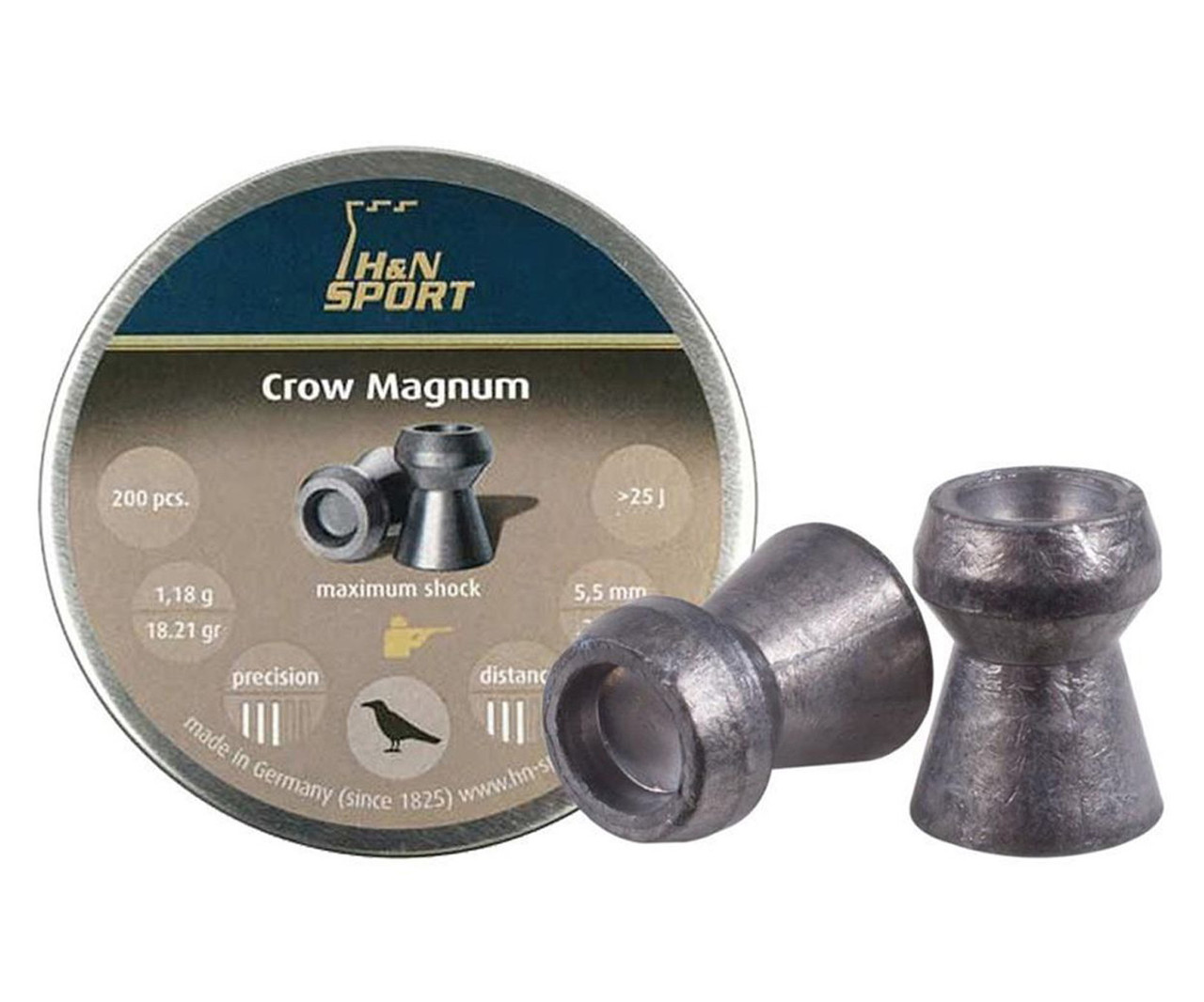 Пули пневматические H&N Crow Magnum 5.5 мм 1,18 грамма (200 шт).