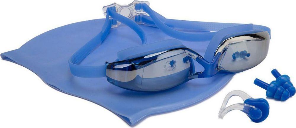 Набор для плавания: шапочка + очки+ зажим для носа+ беруши для бассейна Bradex SF 0303