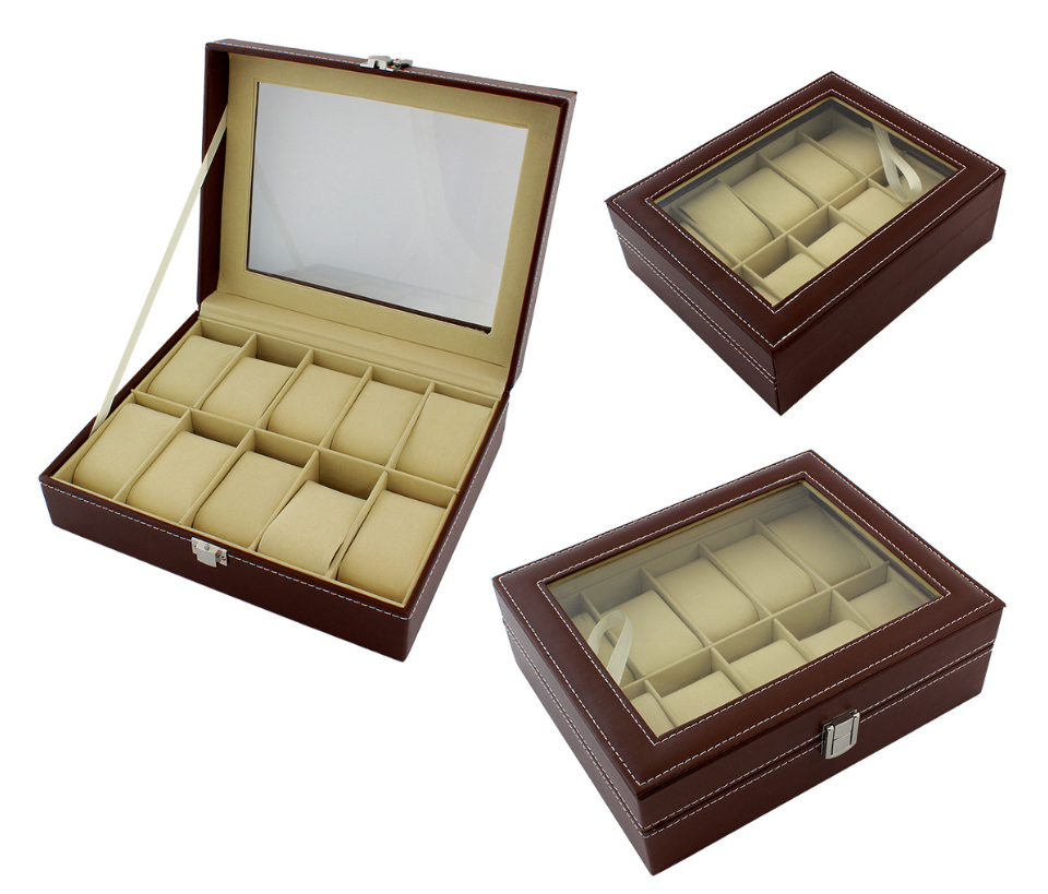 Коробка шкатулка для хранения на 10 часов коричневая SiPL - фото 1 - id-p178111496
