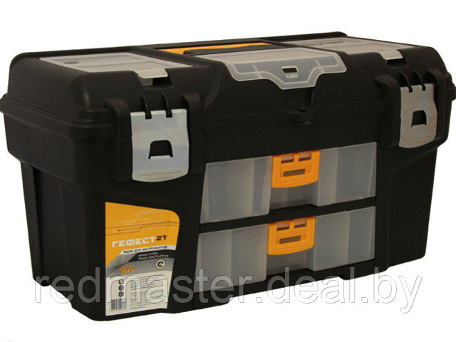 Ящик для инструмента пластмассовый ГЕФЕСТ 21", металлические замки, с 2 консолями и секциями, IDEA М2941 - фото 1 - id-p178124917