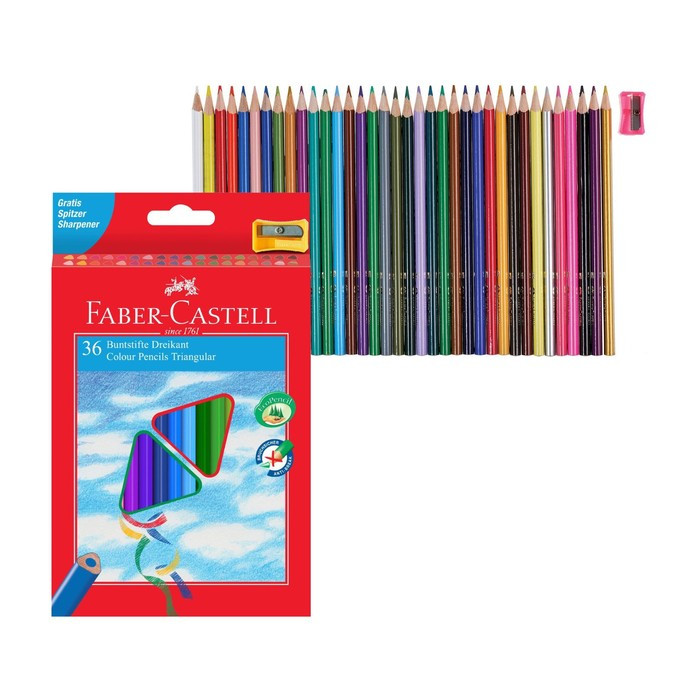 Карандаши 36 цветов Faber-Castell Eco, трёхгранный корпус, с точилкой - фото 1 - id-p178141584