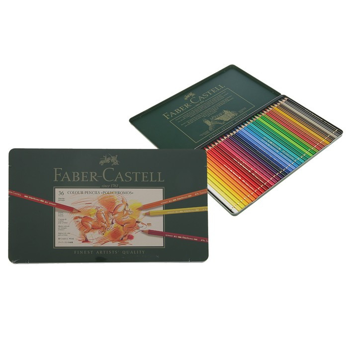Карандаши художественные цветные Faber-Castell Polychromos® 36 цветов, в металлической коробке - фото 1 - id-p178141595