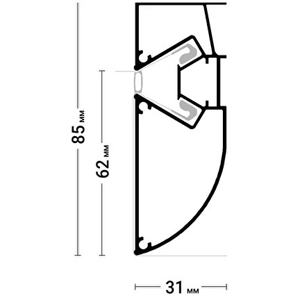 Профиль STANDART 01, высота ступени 62 мм, переход через разделительную вставку - фото 2 - id-p34548873