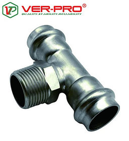 Тройник 18 х 3/4 х 18 с переходом на наружную резьбу из нержавеющей стали (P-G-P), Ver-pro