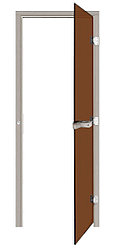 Комплект двери SAWO с "бронзовым" стеклом, правая, без порога, сосна