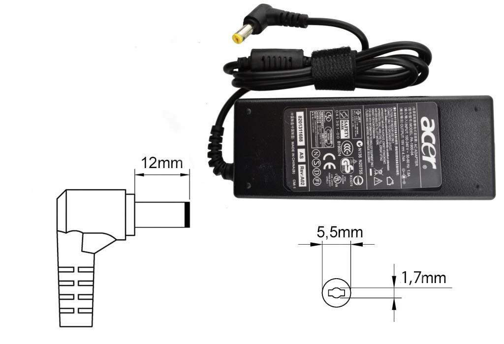 Оригинальная зарядка (блок питания) для ноутбуков Acer Extensa 5200 series, PA-1900-05, 90W, штекер 5.5x1.7 мм - фото 1 - id-p178143761