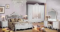 Спальня ФорестДекоГрупп «Роза 5С» (белая эмаль с серебряной или золотой патиной) с туалетным столом