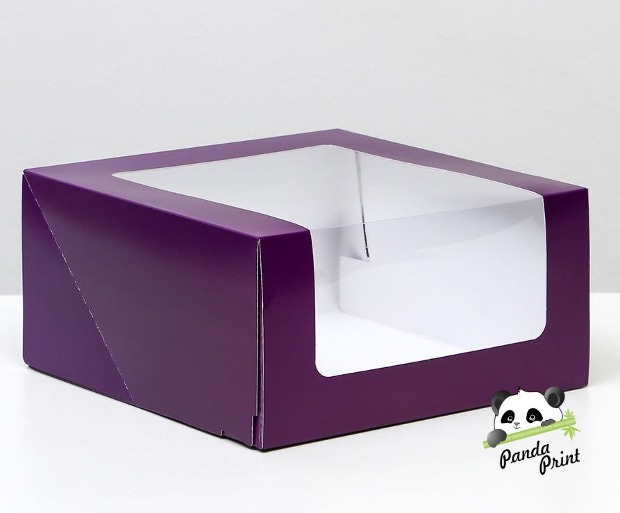 Коробка "Мусс" с прозрачным окном 235х235х115 фиолетовая