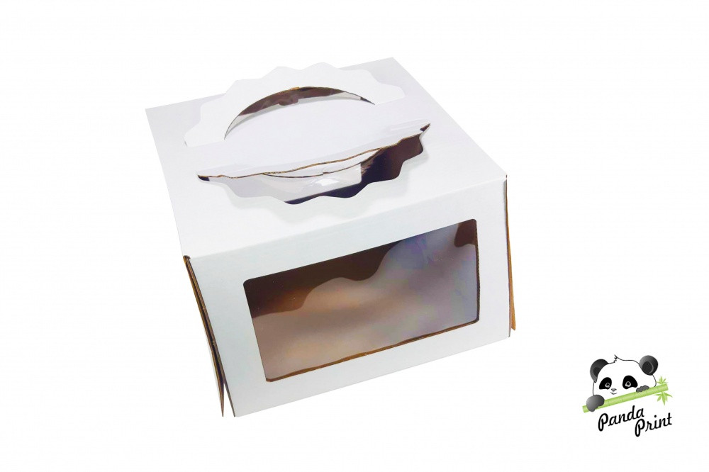 Коробка "Наполеон" с прозрачным окном с двух сторон и ручкой 240х240х200 белая - фото 2 - id-p178145063