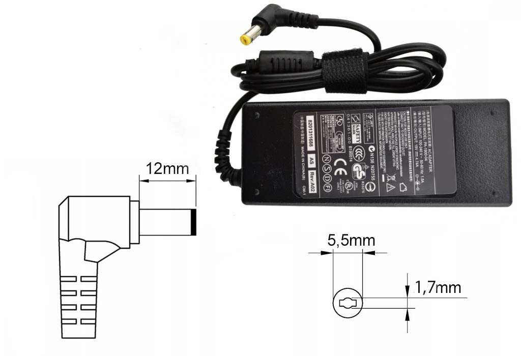 Зарядка (блок питания) для ноутбуков Acer Aspire E1-530, E1-531, 19V 4.74A 90W, штекер 5.5x1.7 мм