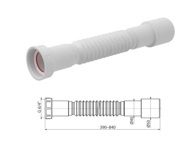 Гибкое соединение 6/4х40/50 пластмасса, Alcaplast - фото 1 - id-p178158580