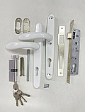 Комплект замка в калитку 36/85, сердцевина ключ-барашек, цвет-Белый, фото 2
