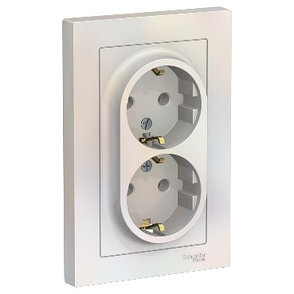 ATN000424 Atlasdesign розетка двойная с заземлением, 16А, в сборе, жемчуг, фото 2